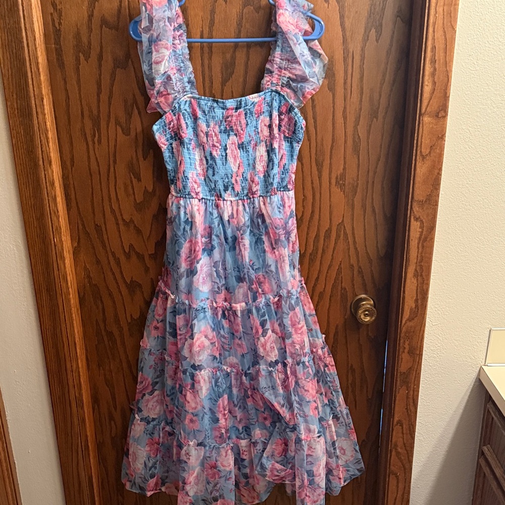 Floral Blue and Pink Dress